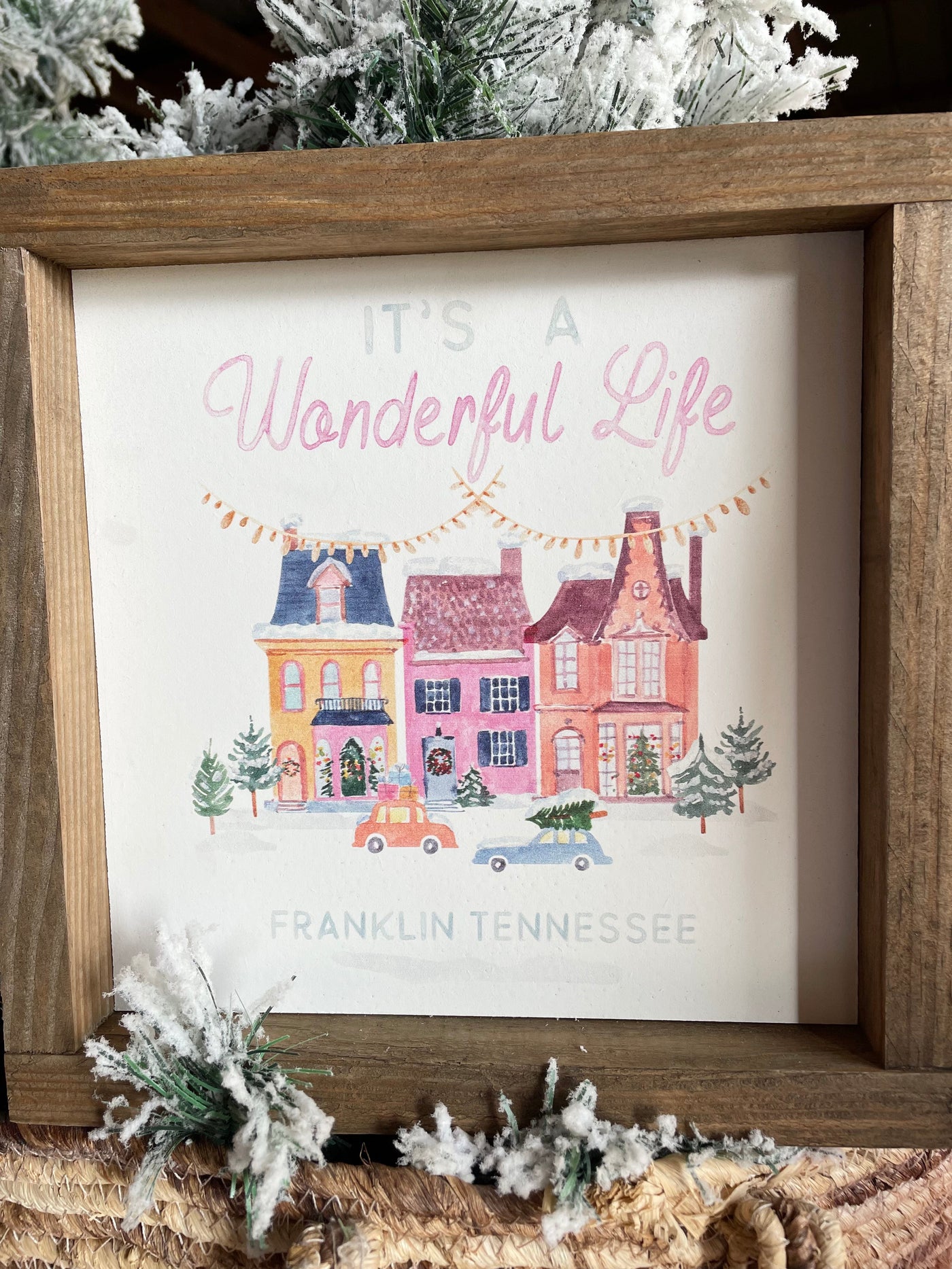 It's A Wonderful Life Franklin, TN Wood Framed Sign Mason Grove Farm 