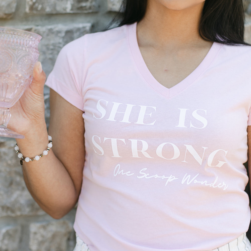 She Is Strong - Light Pink T-Shirt Apparel & Accessories Mason Grove Farm 