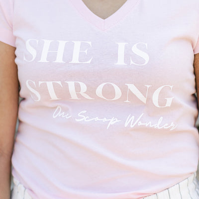 She Is Strong - Light Pink T-Shirt Apparel & Accessories Mason Grove Farm 